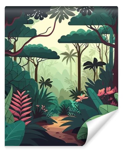 Beautiful tropical forest landscape.Vector illustrations.