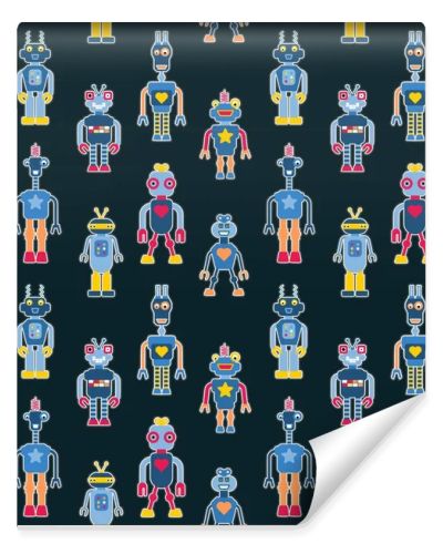 Toy robots seamless fashion pattern. Kids clothes - fashion textile robot fashion print.