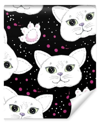 Cute cats seamless pattern background