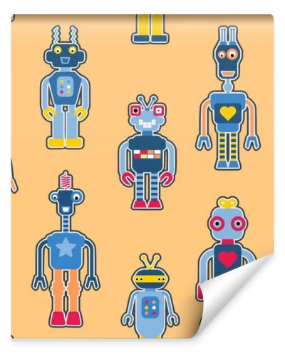 Toy robots seamless fashion pattern. Kids clothes - fashion textile robot design.