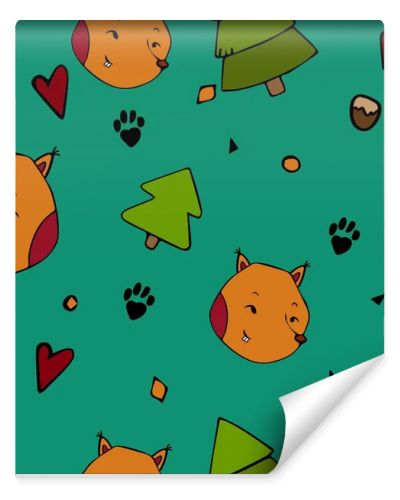 Vector pattern kids animal in hand draw style