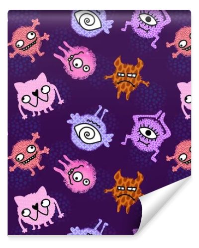 Cartoon doodle monsters seamless aliens and animals pattern for wrapping paper and fabrics and kids clothes print and linens and packaging. High quality illustration