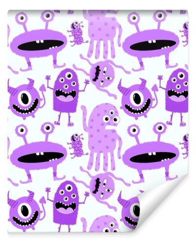 Cartoon doodle monsters seamless aliens and animals pattern for wrapping paper and fabrics and kids clothes print and linens and packaging. High quality illustration