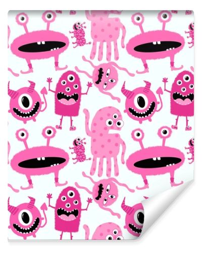 Cartoon doodle monsters seamless aliens and animals pattern for wrapping paper and fabrics and kids clothes print and linens and packaging. High quality illustration