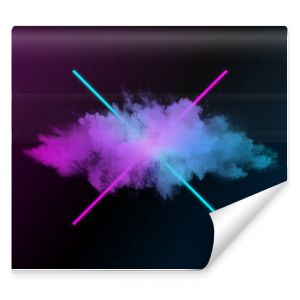 Abstract neon lights X with clouds. Modern and futuristic background, wallpaper with glowing colors.