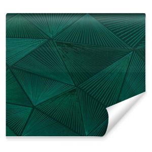 Abstract triangular dark green mosaic tile wallpaper texture with geometric fluted triangles background banner