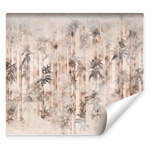  tropical plants with bamboo leaves on a textured rubbed background by kayami photo wallpaper in the interior