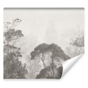 Vintage illustration with trees on grunge background. Design for wallpaper, photo wallpaper, fresco, mural and other.