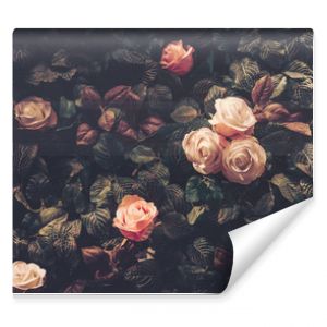 Artificial Flowers Wall for Background in vintage style