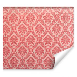 Red wallpaper vintage flock with red damask design on a white background retro vintage style