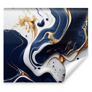 Gold and blue marble stone textured background wallpaper. Generative AI Illustration