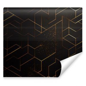 Dark black mosaic background with golden lines Art Deco luxury style texture Created with Generative AI technology