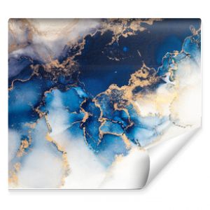 Marble ink abstract art from exquisite original painting for abstract background . Painting was painted on high quality paper texture to create smooth marble background pattern of ombre alcohol ink .