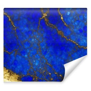 Sapphire blue marble stone with gold vein. Vivid graphite texture geode wallpaper background, generative ai