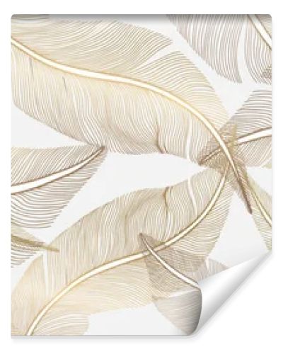 Vector abstract light illustration with golden feathers for decor, covers, backgrounds, wallpapers