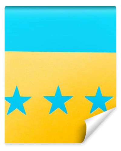 top view of blue stars on yellow and blue background 