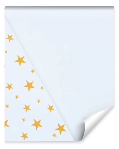 elevated view of festive paper decorated by golden stars isolated on white 