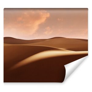 Panorama of sand dunes Sahara Desert at sunset. Endless dunes of yellow sand. Desert landscape Waves sand nature