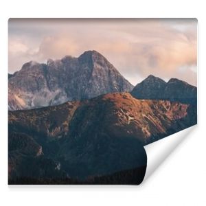 Mountain peaks at sunset. Tatra Mountains in Poland.