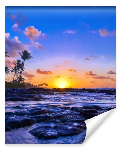 Sunrise over the coast of Kauai, Hawaii,