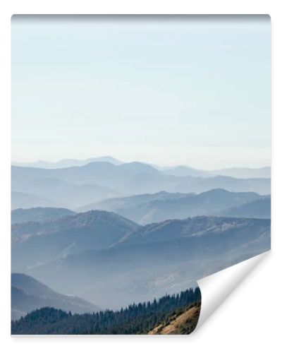 aerial view of beautiful hazy mountains landscape, Carpathians, Ukraine