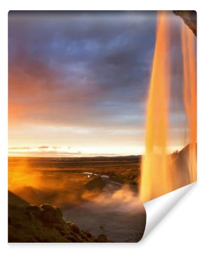 Seljalandfoss Waterfall at Sunset, Iceland