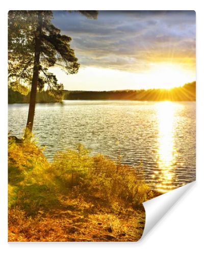 Sunset over lake