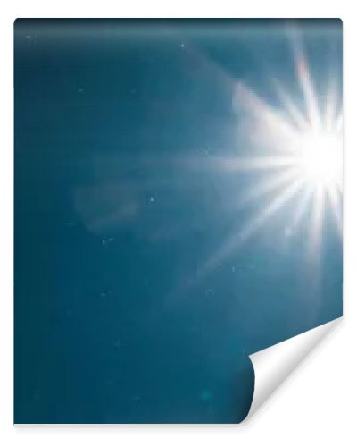 scenic view of bright sun shining in pure dark blue sky, panoramic shot