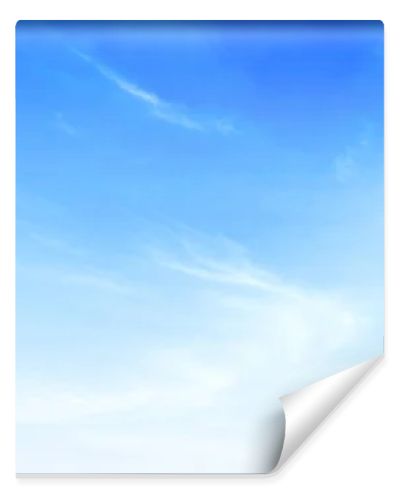 Panoramic bright blue sky background with soft white wispy clouds. Clear sunny day atmosphere. Beautiful natural cloudscape, perfect for summer themes, web banners, and outdoor backdrops. Professional nature photography.