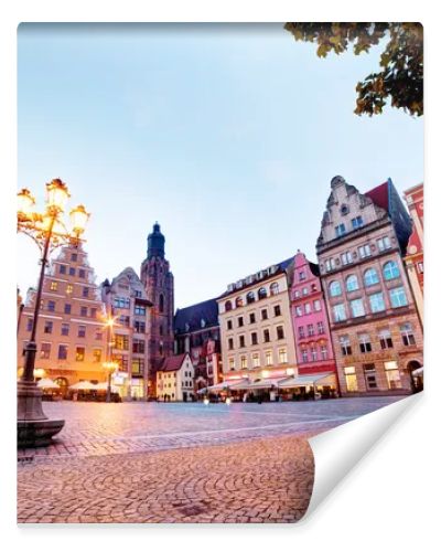 Wroclaw, Poland in Silesia region. The market square at the evening