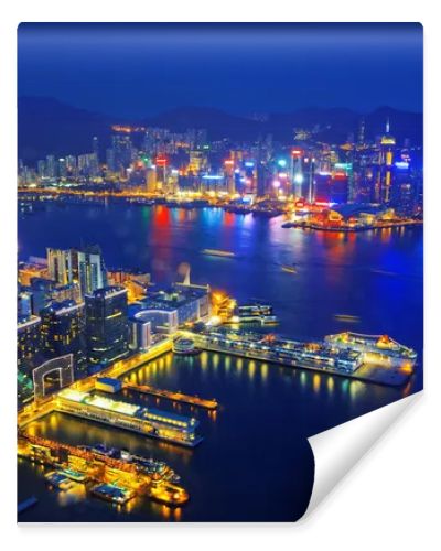 Aerial view of Hong Kong harbor