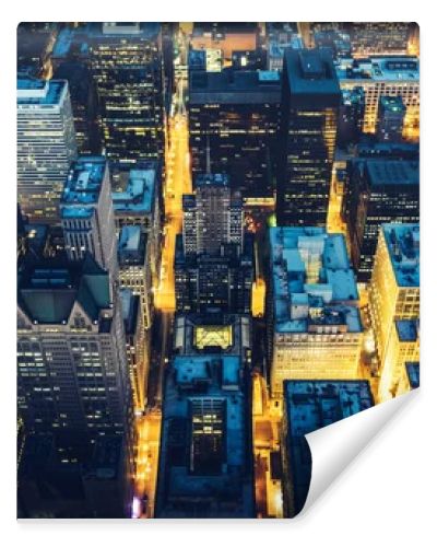 Aerial panoramic view of Chicago by night , USA