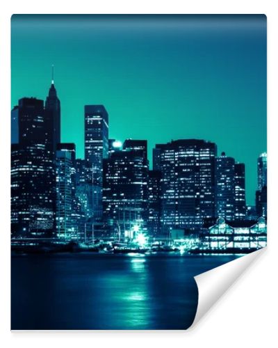 New York - Panoramic view of Manhattan Skyline by night