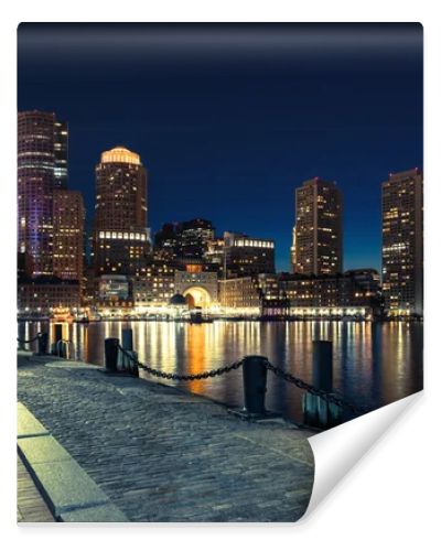 Boston skyline by night - Massachusetts - USA