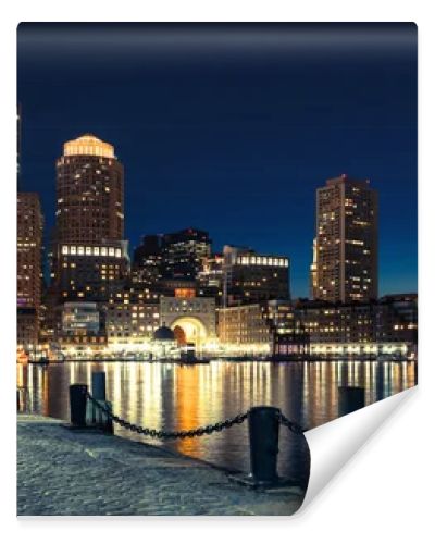 Panoramic view of Boston skyline by night - Massachusetts - USA