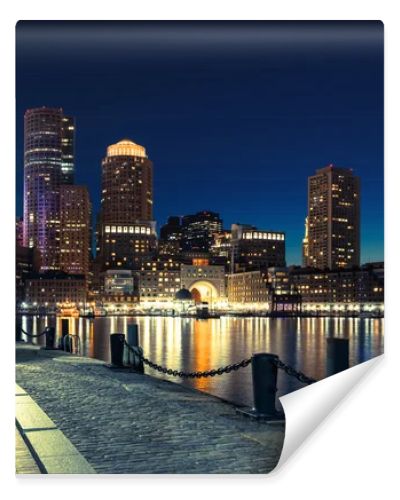 Boston skyline by night - Massachusetts - USA