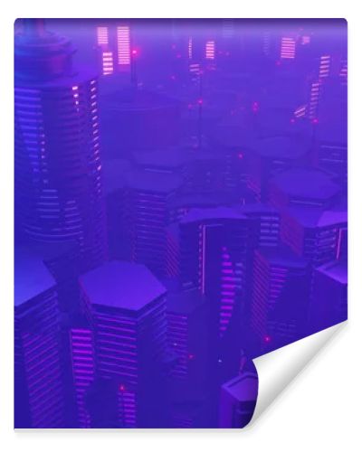3d render of Cyber night mega city landscape scene. Light glowing and reflection on dark tech scene. Night life. Technology network for 5g. Beyond futuristic of Sci-Fi Capital city and building scene.