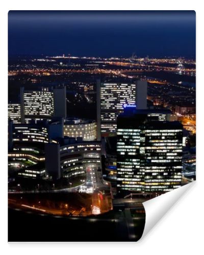 Vienna International Centre, also known as UNO city, at night