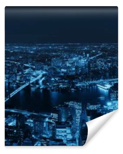 Rooftop night panorama view of New York City downtown with urban skyscrapers