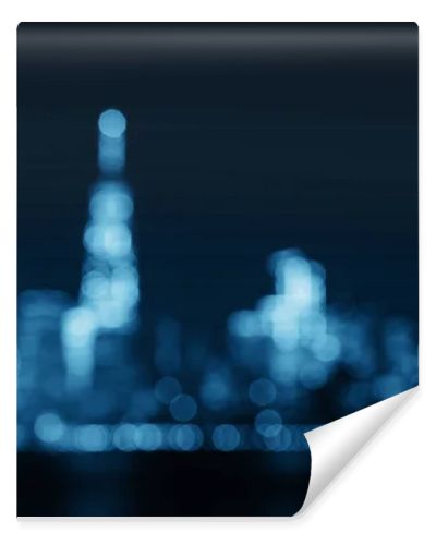 Panoramic view of New York City skyline with skyscrapers, blur background