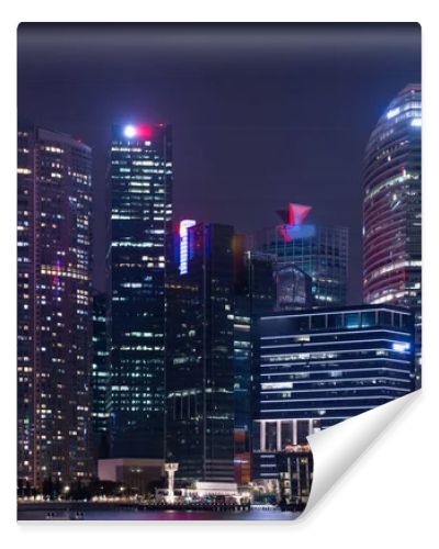 Cityscape downtown. Night city urban skyline Singapore