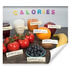 warzywa, owoce, soki. Liczenie kalorii, Zdrowa żywność.