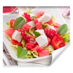 summer salad with watermelon, feta cheese and mint