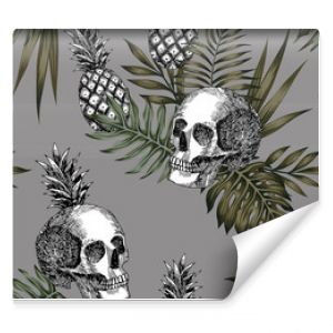 skull pineapple pattern seamless