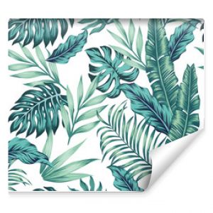 Seamless pattern tropical composition white background