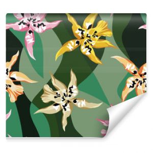 Abstract vector flowers seamless pattern multi background