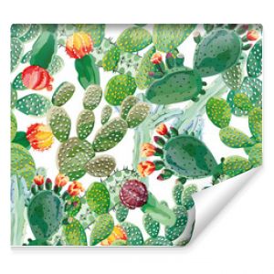 Cactus seamless pattern white background