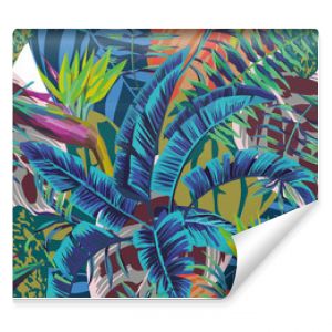 Abstract color bird of baradise banana leaves begonia background