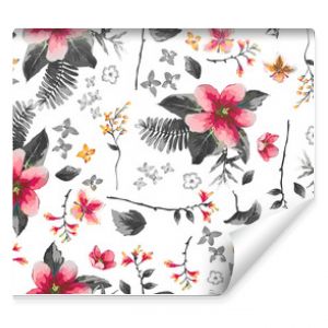 Tropical flowers with branches pattern 