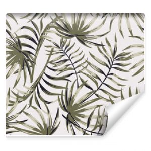 Tropical brown color leaves seamless white background